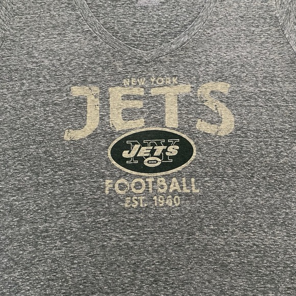 New York Jets Shirt Womens XL Green Heathered NFL Football Team Apparel V-Neck - Picture 2 of 11
